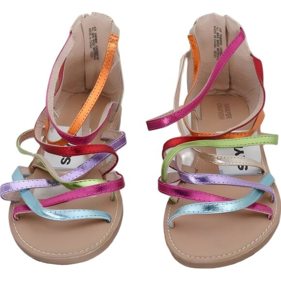 Harper Canyon Rainbow Gladiator Sandals Faux Leather Size 4 - Picture 5 of 6